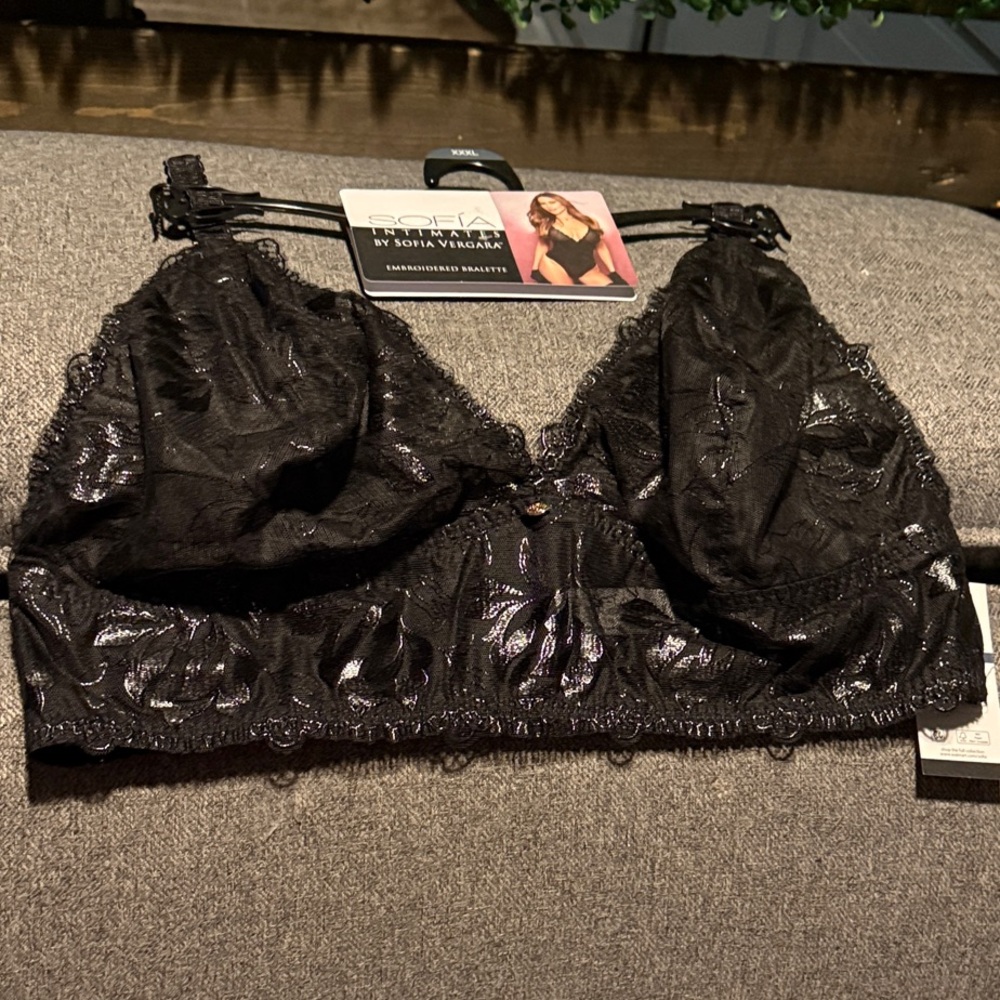 Sofia by Sofia Vergara Shimmer Black Bralette